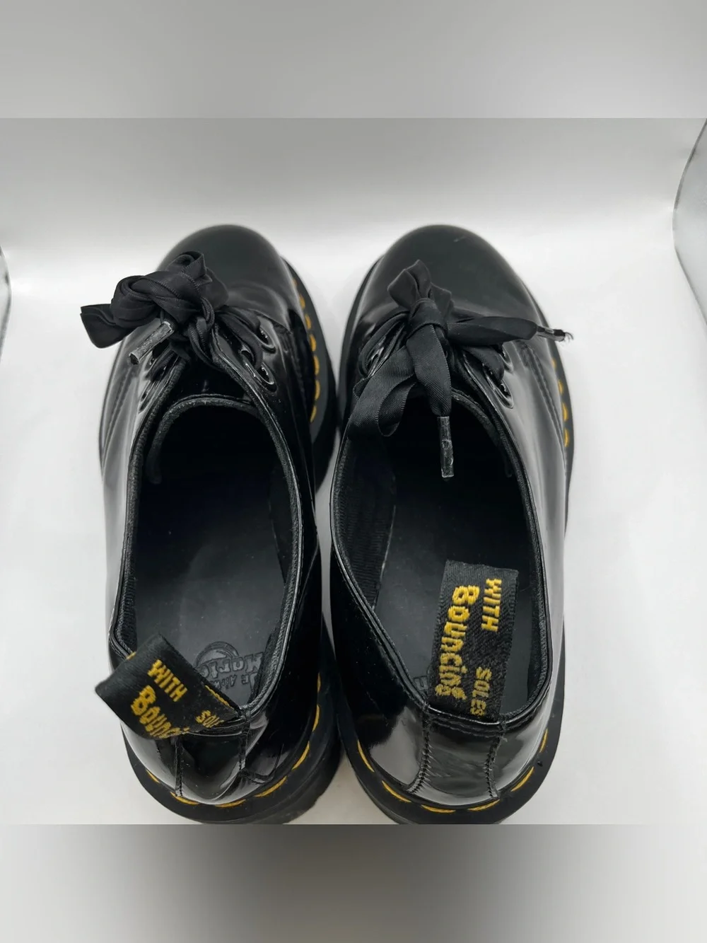 Dr. Martens Black Platform Mary Jane with Yellow Stitching